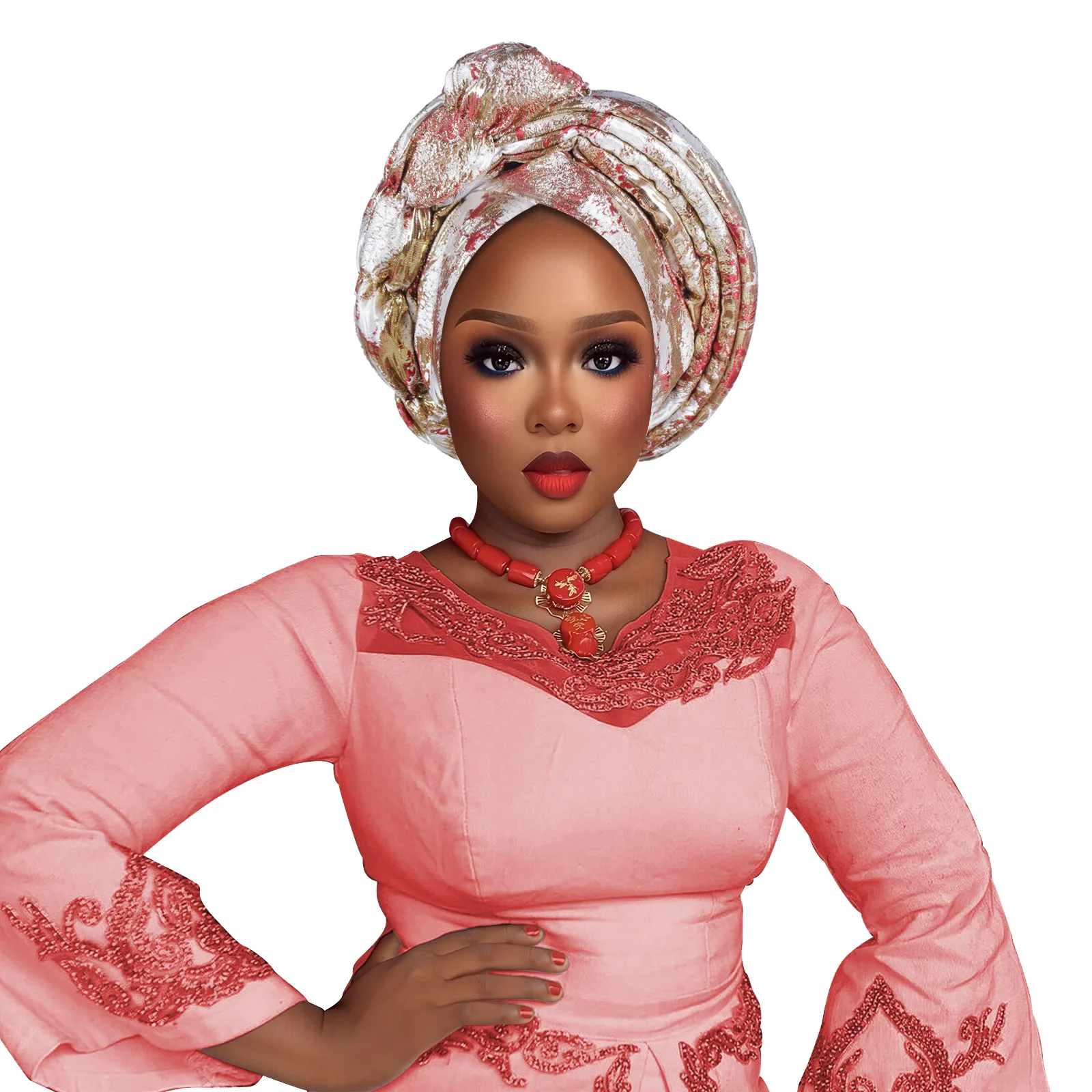 

Fashion Women African Turban Cap Lady Head Wraps Nigeria Wedding Auto Gele Headtie Party Headgear Headwear Hat Outfits