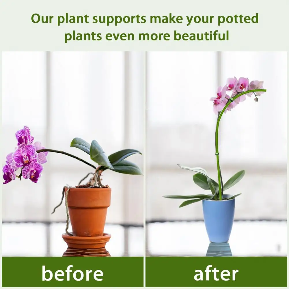 High Plant Column 20 Pcs Bendable Plant Support Sticks Metal Single Stem Stakes for Orchids Peonies Roses Indoor for Garden