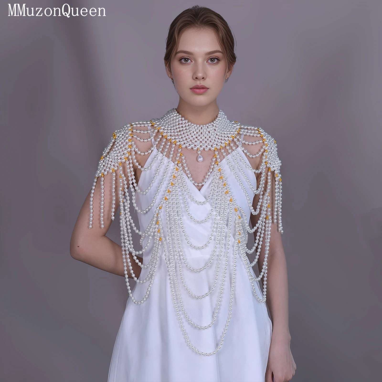 

Женская цепочка на тело TOPQUEEN с жемчугом, короткий топ-болеро, сексуальное вечернее платье, свадебные аксессуары, настраиваемые, Vg66