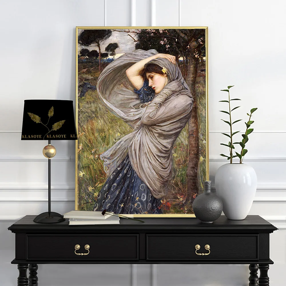 Póster de John William Waterhouse, diosa Boreas, pintura en lienzo Vintage, mitología, arte de pared, imagen impresa, decoración
