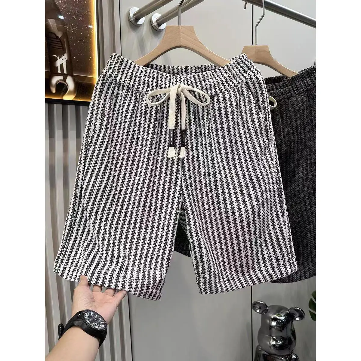 

Men's Knitted Sport orts Summer Outdoor Wear American Sle Beach Casual Running Five-Quarter Length Straight Leg Polyester...