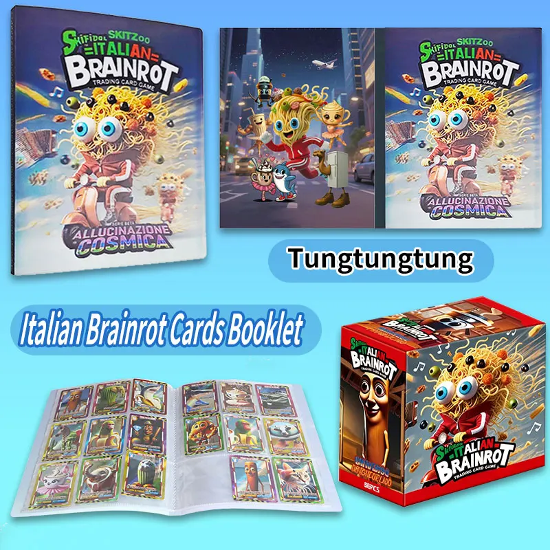 Italian brainrot Card Booklet Trading Cards Set Collection With Card Album TungTungTung Sahur Tralala Cards Game Toy Xmas Gift