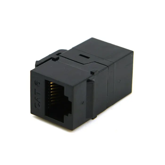 CY Xiwai   Chenyang-Cable  Black Color UTP CAT6 Keystone Coupler RJ45 Female to Female UTP CAT6 Keystone inline Coupler