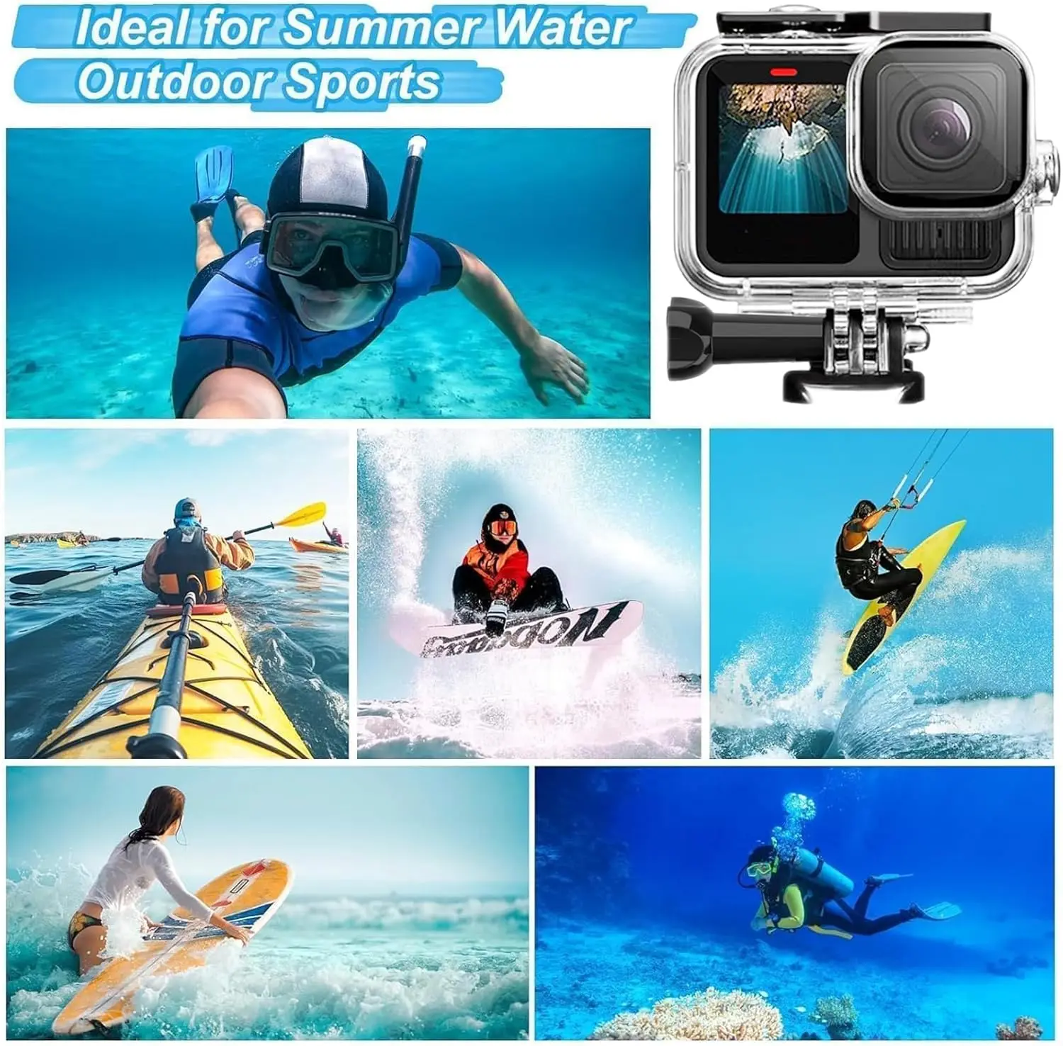 Водонепроницаемый корпус для Gopro Hero 13, подводный поплавок, ручка, силиконовый рукав, крышка объектива, экран из закаленного стекла