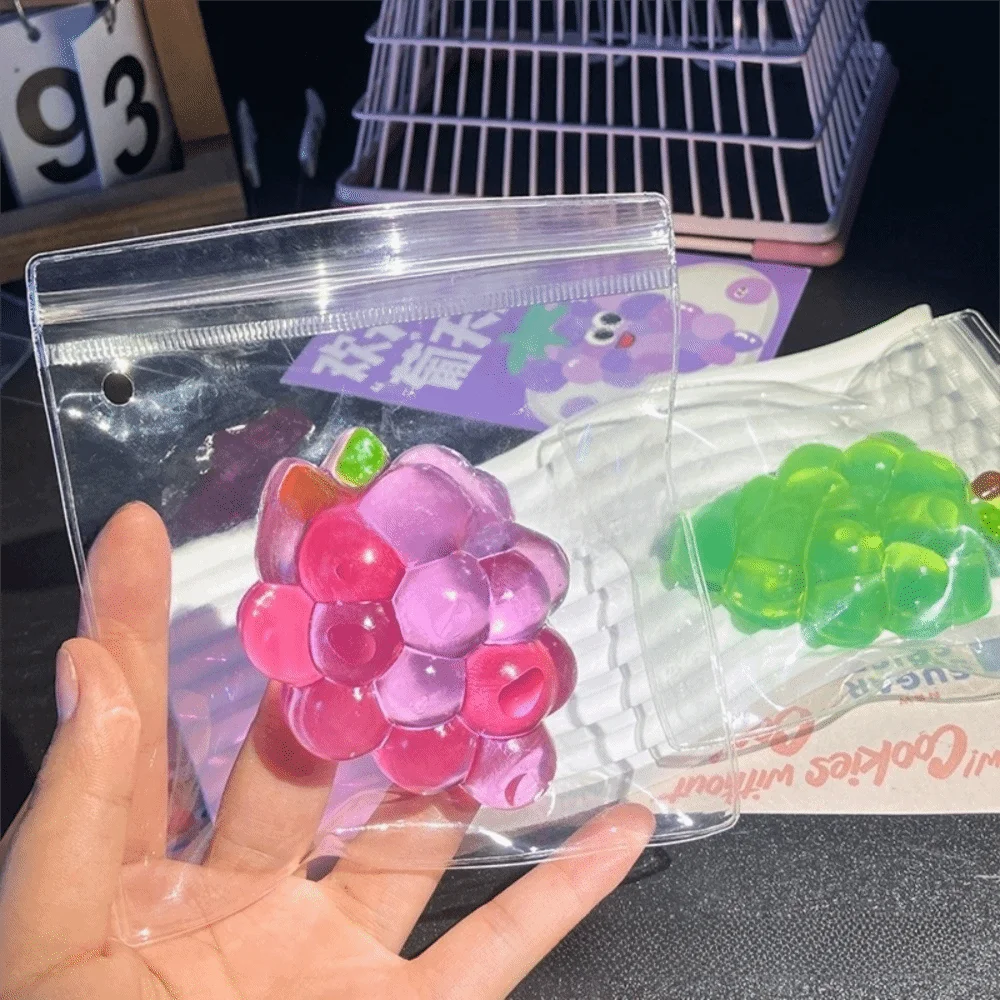 Stretchy Material Fidget Toy Squeeze Design Slow Rising Fruit Grapes Fruit Shape Creative Stress Relief Toy Stress Relief