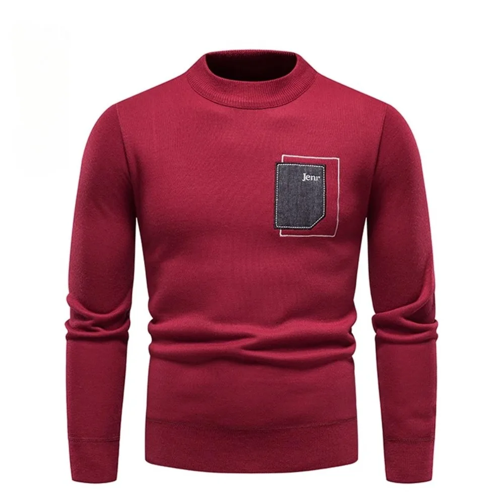 Men New Winter Sweater Labeled Pullovers Men\'s Warm Fleece Sweaters Male Casual Slim Fit Knitted Pullover Tops