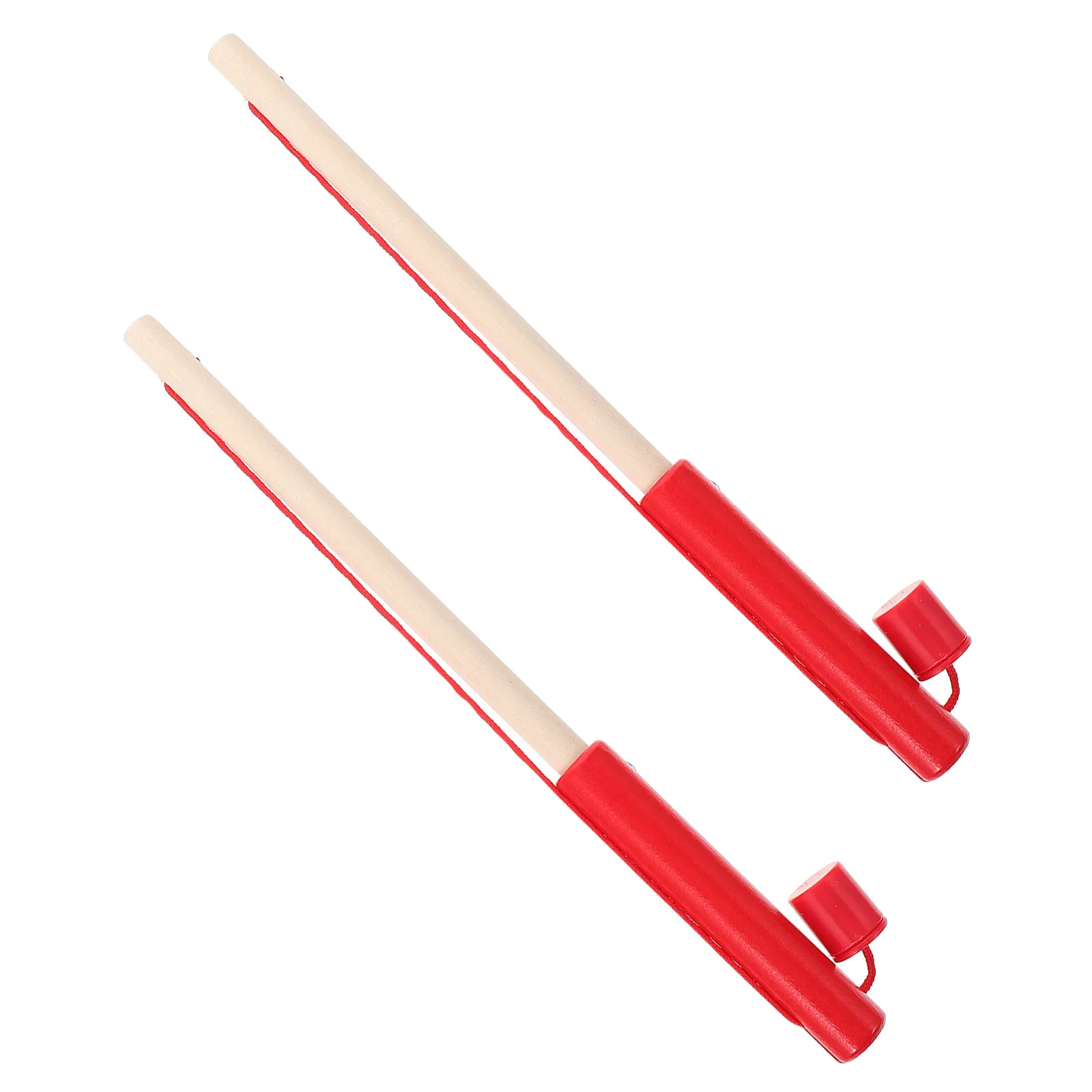 2Pcs Wooden Fishing Pole Children Fishing Plaything Red Educational Cognitive Game for Early Learning Brain Development