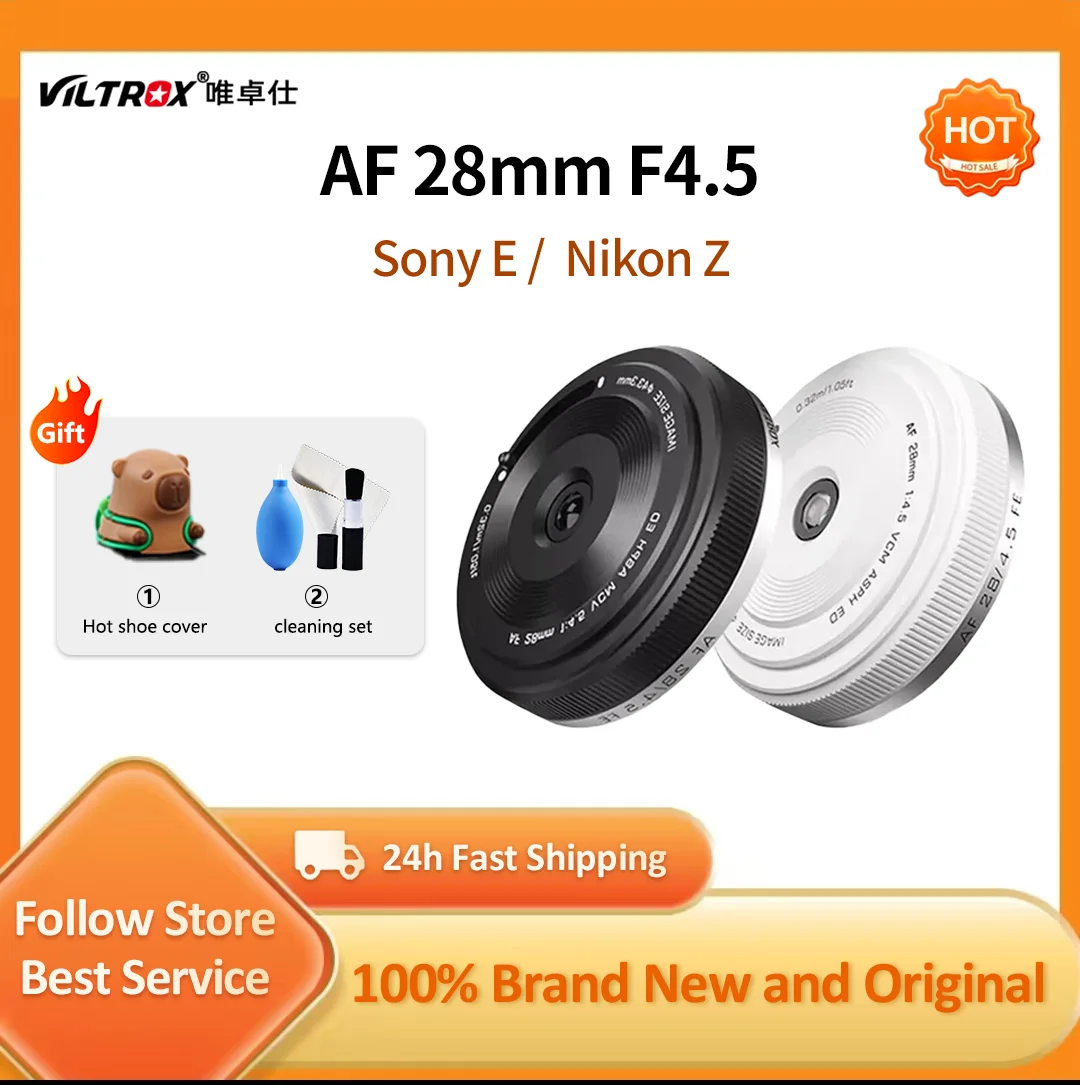 VILTROX AF 28mm F4.5 Full Frame Lens Autofocus Retro Ultra-thin For Nikon Z Z7 ZVE10II A6400 Sony E A7C A6400 A6700 ZV-E10 A7M5