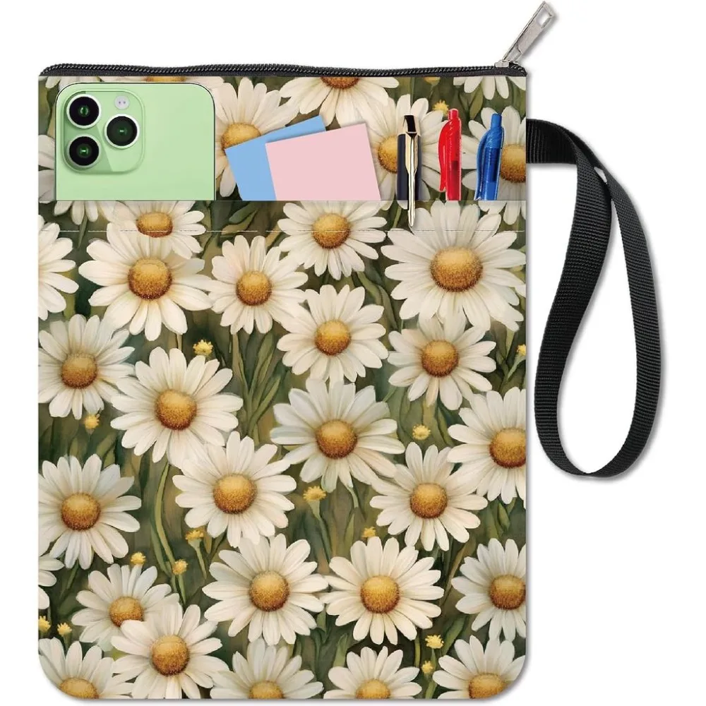 Daisy Book Sleeve Flower Book Covers Botanical Floral Book Protector for Hardcover Washable Cloth Fabric Notebook Cover