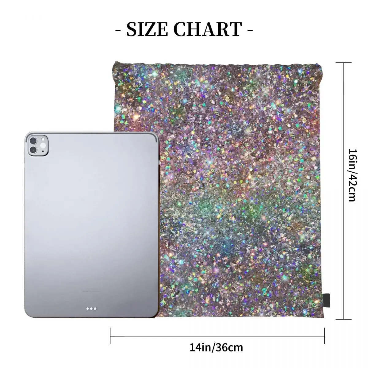 Rainbow Mixed Glitter Digital Art NOT REAL GLITTER Backpacks Casual Portable Drawstring Bags Storage Bag Book Bags For Man Woman