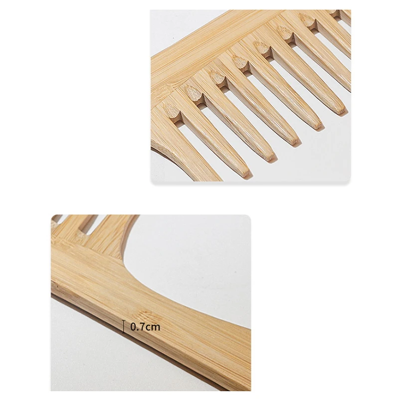 [Y]1Pcs Natural Bamboo Wooden Hair Comb Anti-Static Afro For