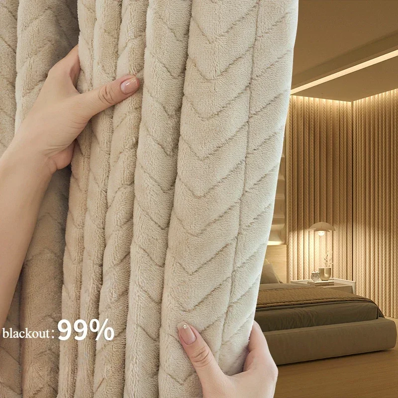 ستارة دافئة عازلة للصوت ومقاومة للبرودة لغرفة النوم وغرفة المعيشة، فائقة الاحترافية لامتصاص الصوت، تظليل كامل ومقاوم للرياح