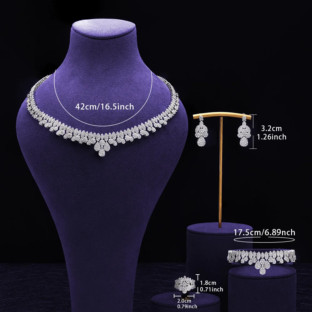 Wedding Jewelry Set Micro Inlaid Full Stone Necklace Earrings Bracelet Ring Fashion Bridal Accessories For Women Christmas Gift