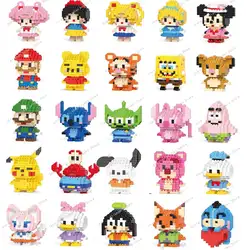 60 styles Disney Stitch Mickey Mouse Winnie  Pooh Building Blocks super Mario Characters Kinds Block Dolls Toys Children Gifts