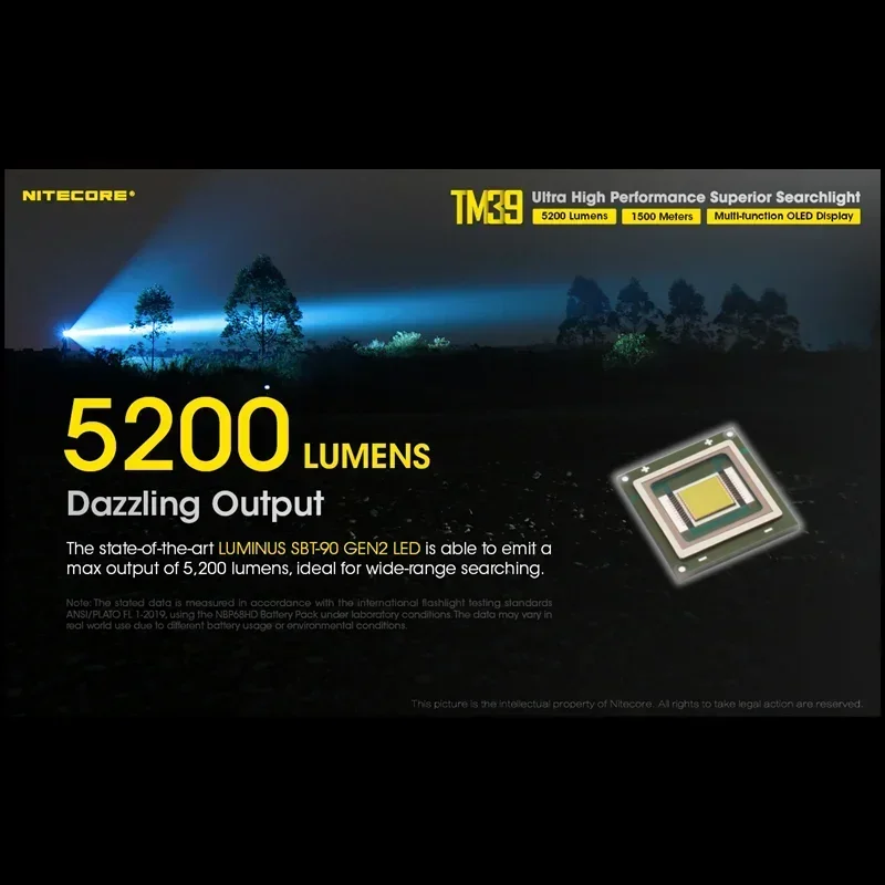 NITECORE TM39 Rechargeable Flashlight 5200Lumens Searchlight With OLED real-time display High Performance Led Trcoh Light