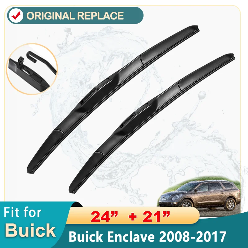 2pcs For Buick Enclave 2008~2017 Front Wiper Blades Arms Window Windscreen Boneless Frameless Rubber 24