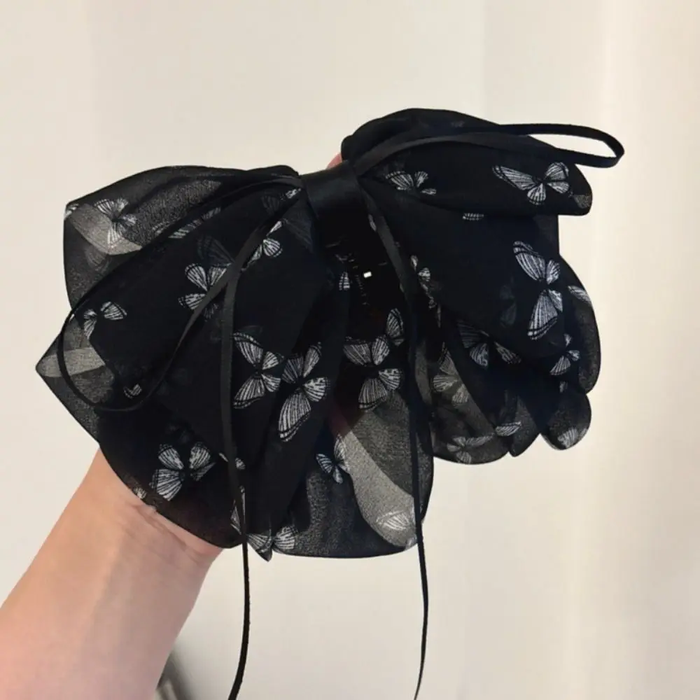 

Grab Clip Bow Ribbon Hair Claw Polka Dot Floral Chiffon Bowknot Hair Clip Korean Style Ponytail Clip Flower Hairpin Women