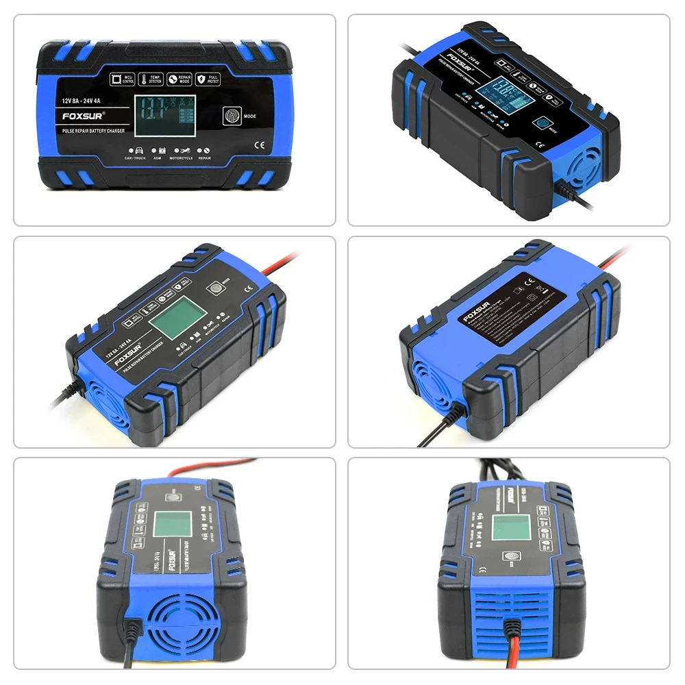 Imagem -02 - Carregador de Bateria de Carro de Motocicleta 12v 8a 24v 4a Início Automático Reparo de Pulso Carregador Lcd Smart Car Bateria Agm Gel Chumbo-ácido Wet