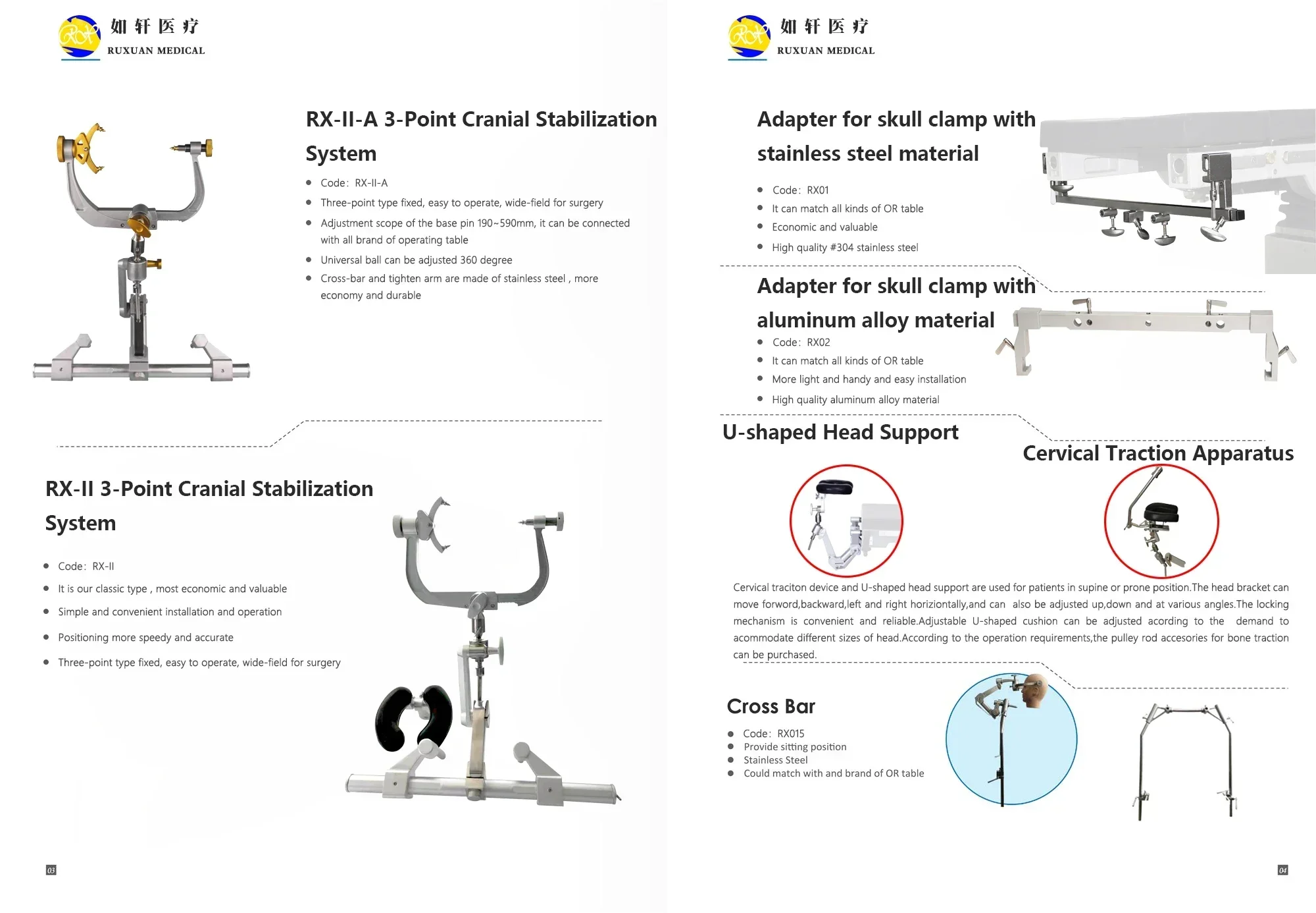 Neurosurgery Surgical Instruments Three-point Headrest Skull Clamp For Operating Table with cheapest price