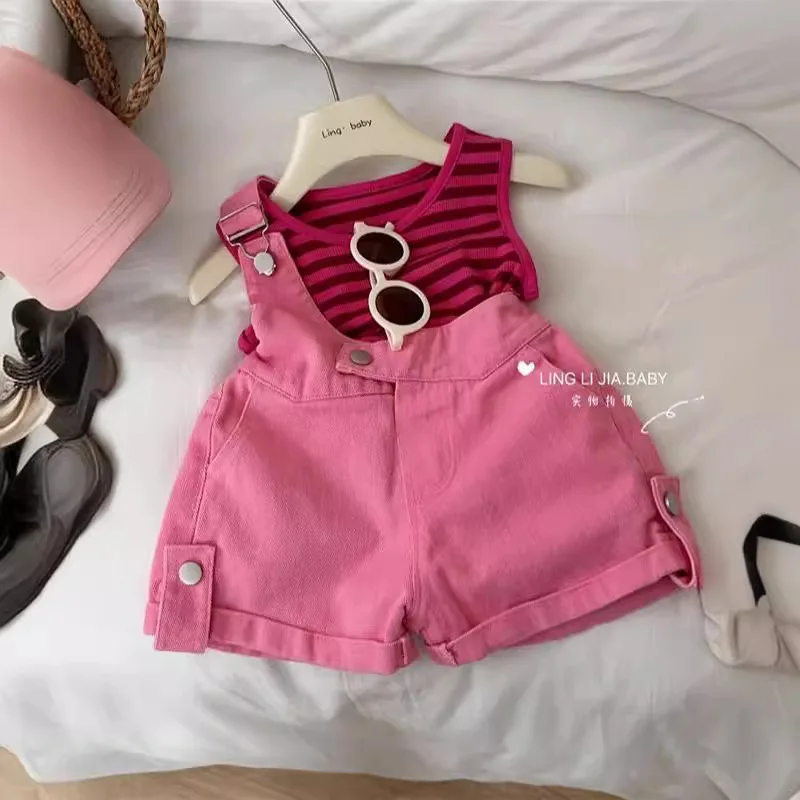 

Children's Summer Overalls Suit2024New Children's Wear Dopamine Wear Western Style Fashion Baby Girl Summer」WS