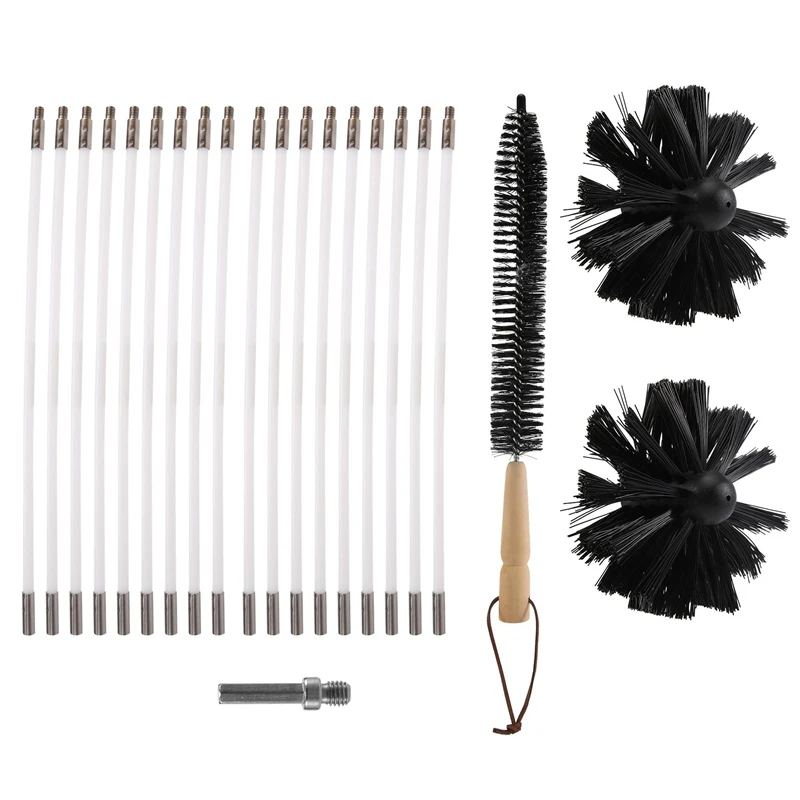 

Dryer Vent Cleaner 24 Feet, Flexible 18 Rods Dry Duct Cleaning Kit Chimney Brush With 2 Brush Heads And Dryer Lint Brush,