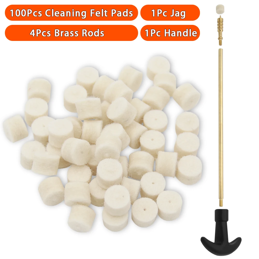 9mm Handgun Bore Cleaning Felt Pads with 4Pcs Brass Rods Specific Cleaning Pellets Mop for .357/.38 Caliber Pistol