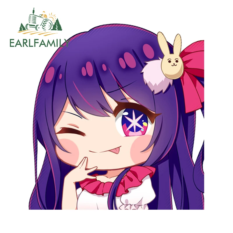 EARLFAMILY 13cm x 12.3cm Hoshino Ai Stickers Anime Wink Chibi Big Eyes Kawaii Girl Cartoon Decals Amusing Car Accessories