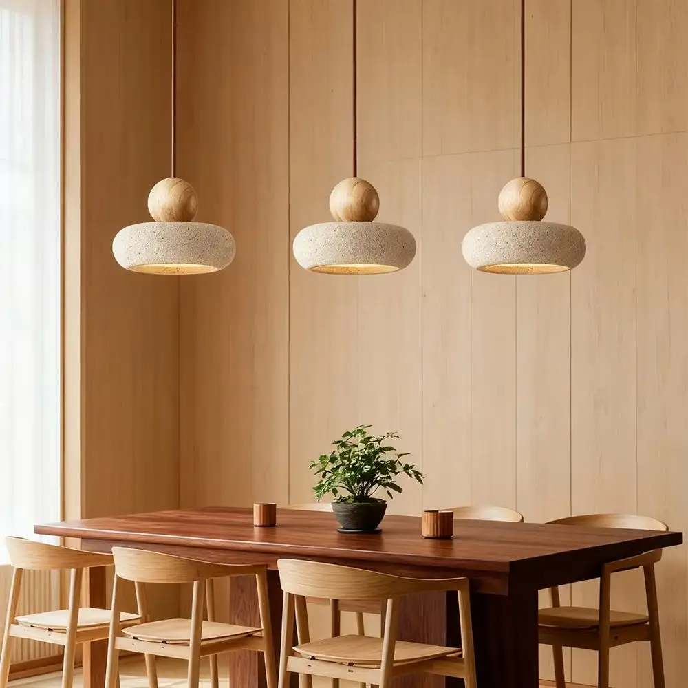 Yellow Travertine LED Chandelier Cave Stone Fixtures Modern Hanging Lamp for Restaurant Bedroom Living Dining Room Decor - view 3
