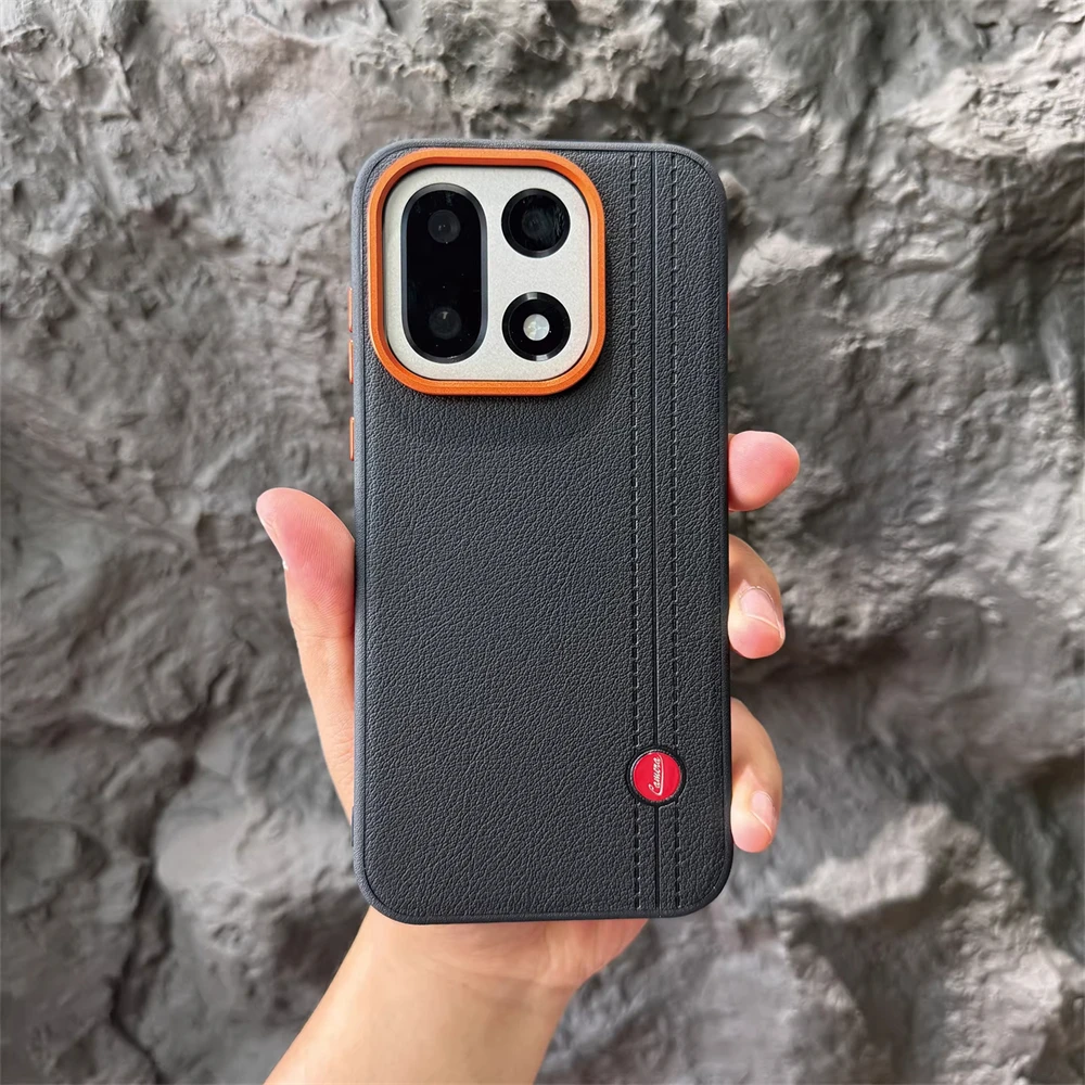 

Luxury Business Premium Leather Shockproof Bumper Case For OnePlus 15 15R 1+ 13 13R Metal Camera Protective Frame Shell Cover