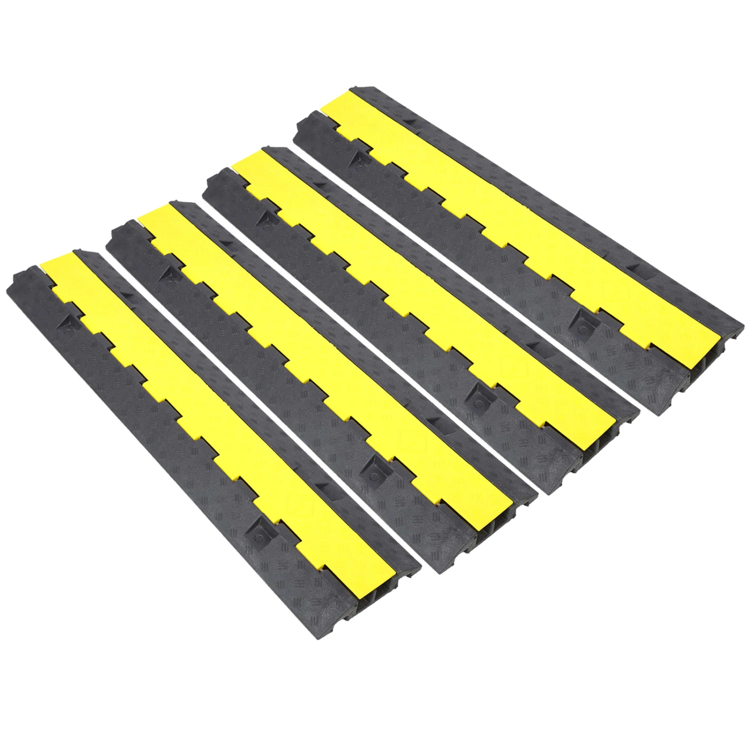 

Cable Protector Ramp, 2-Channel Speed Bump, Rubber Modular Speed Bump - 11000 LBS Load Capacity - 4 Packs