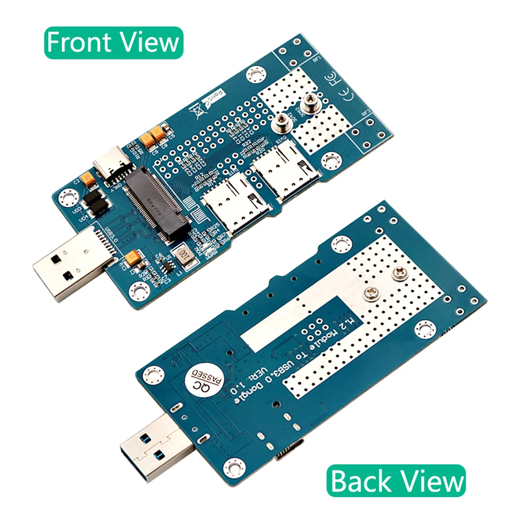 For NGFF(M.2) to USB 3.0 Adapter with Dual NANO SIM Card Slot for 3G/4G/5G LTE Module 3042/3052 M.2 key B Card for Desktop PC