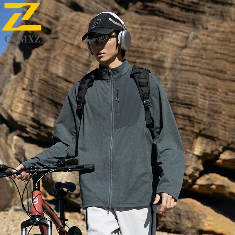 

Outdoor Adventure Jacket Mens 2025 Bike Hiking Sports Quick-drying Vertical Collar Sweatshirt Camping Riding Splicing Women Coat