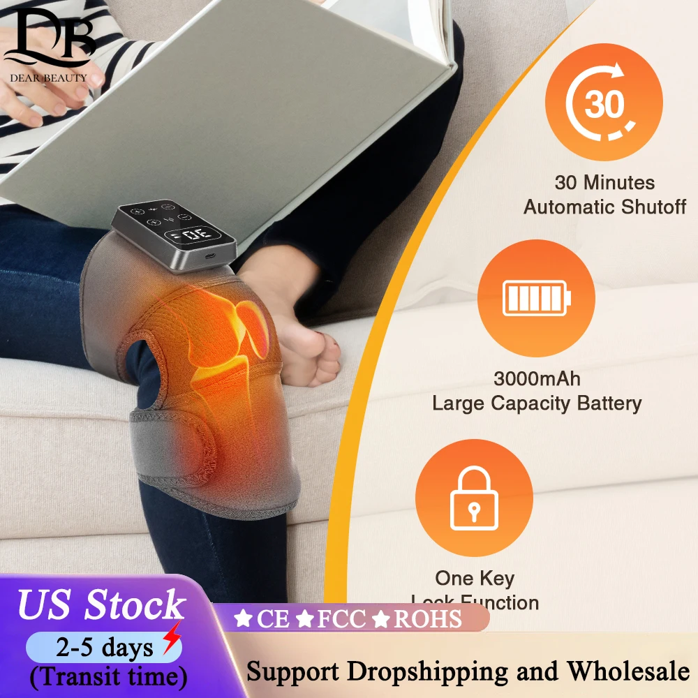 

Send From US Heated and Vibration Knee Massager Electric 5 Levels Knee Heating Pad Massage Relaxation Knee Support Brace