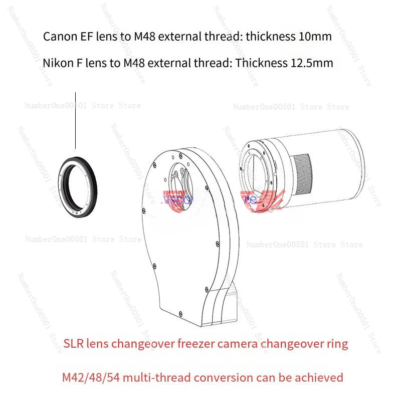 Astronomical Frozen Camera Adapter for Canon EF Nikon F Lens Conversion ZWO QHY M42M48M54 Adapter Ring