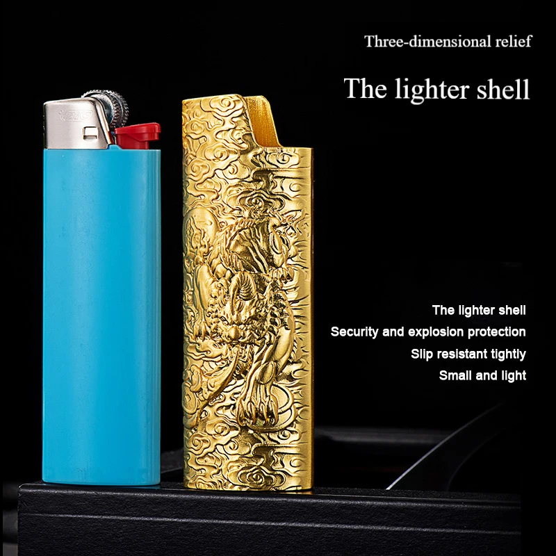 Full size BIC J6 Lighter Cover Inquiry 3D Animal Relief Metal Case Exploration proof Armor Large Holder