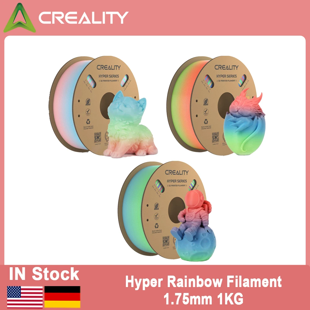 1KG Creality Hyper PLA Filament Rainbow ±0.03mm Accuracy High Speed Filament Multicolor Color 1.75mm New 3D Printer Materials