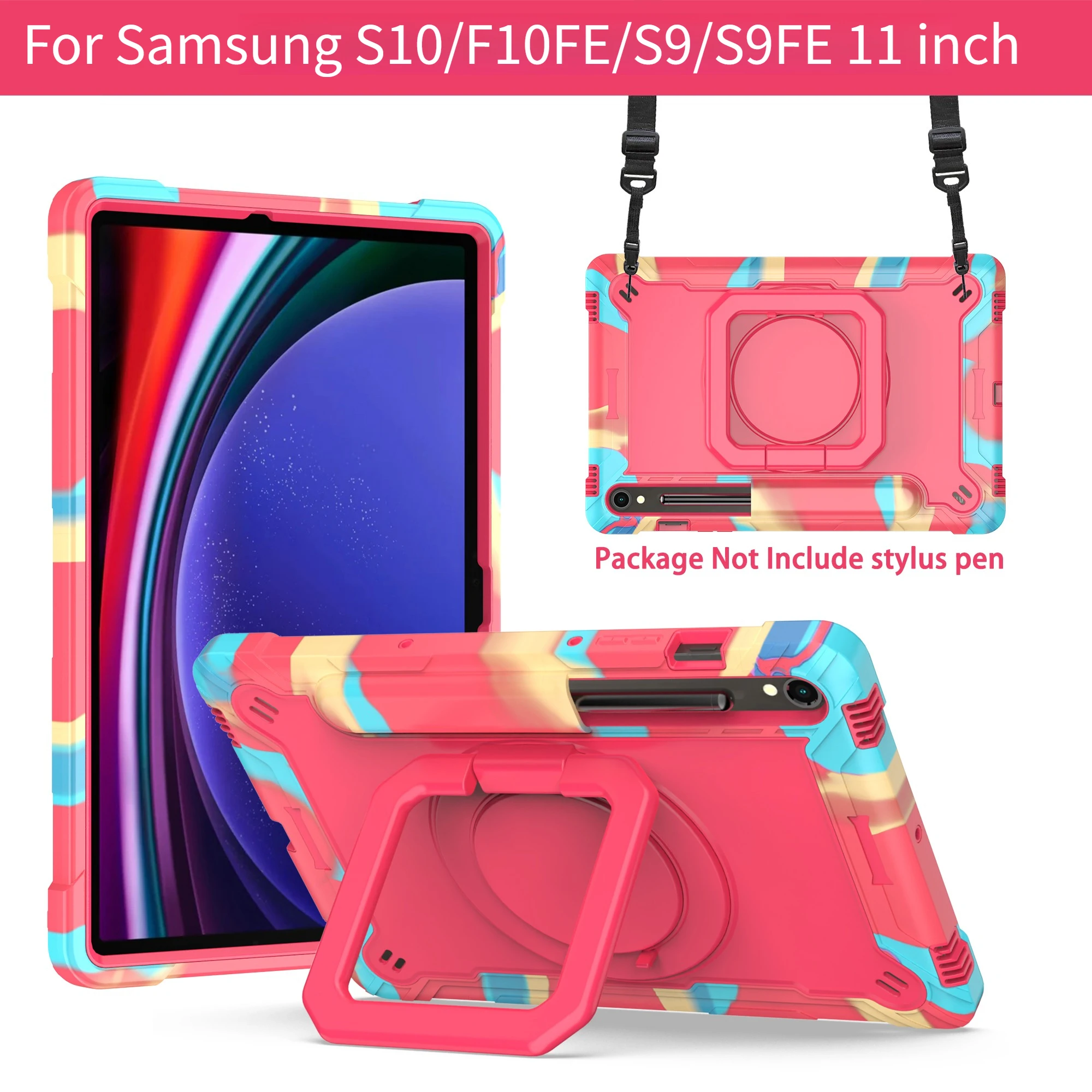 

Чехол для планшета с защитой от падения для Samsung S10/F10FE/S9/S9FE 11 дюймов, вращающийся кронштейн, утолщенные углы, противоскользящий и грязеотталкивающий