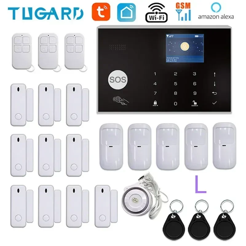 WiFi GSM Tuya Wireless Home Office Security Alarm Burglar System APP Control Compatible with Google Alexa Anti-Theft Auto Dialer