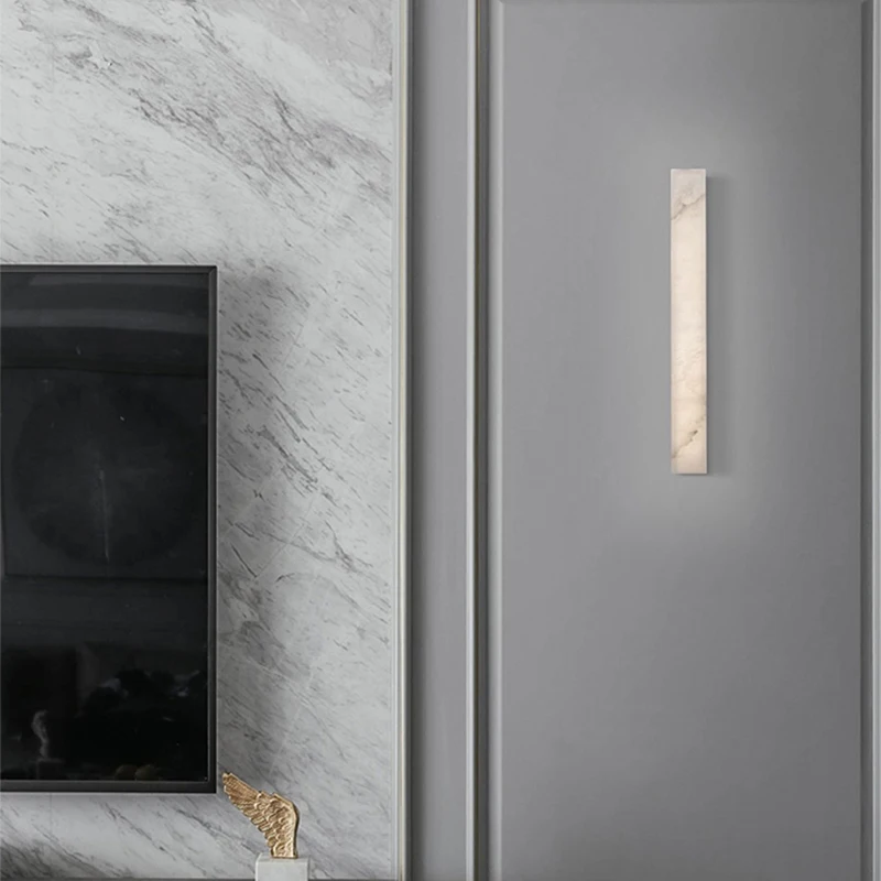 

Настенный светильник из латуни и мрамора для гостиной виллы в постмодернистском стиле, светодиодный, для дома, спальни, прикроватной зоны, кабинета, с плафоном из алебастра