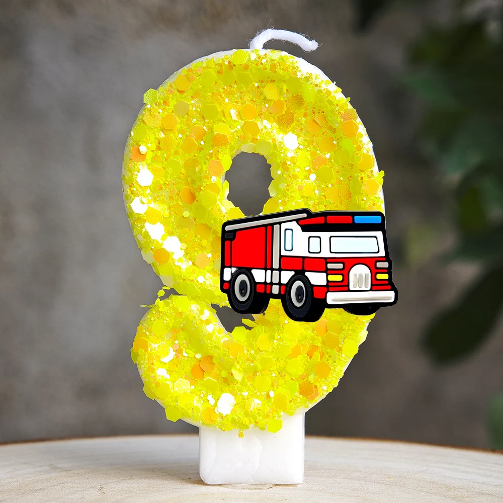 Bunte Feuerwehrauto-Geburtstagskerze Rauchfreie Paraffin-Kuchendekoration für Kinderpartys Babypartys Feiertagsfeiern – Detail 10
