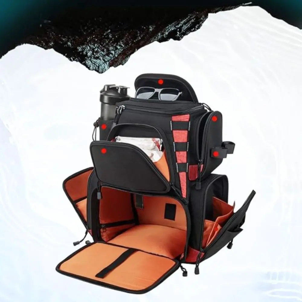 Professional Fishing Backpack Large Capacity Tackle Bag With Waterproof Cover For Outdoor Fishing Accessories