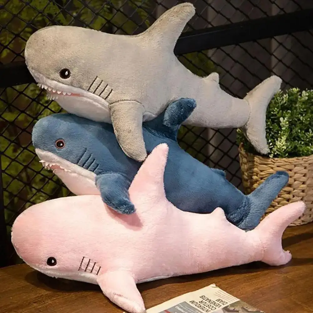 Juguete de peluche de tiburón bonito, almohada de lectura de animales Speelgoed de peluche suave para regalos de cumpleaños, cojín, regalo de muñeca
