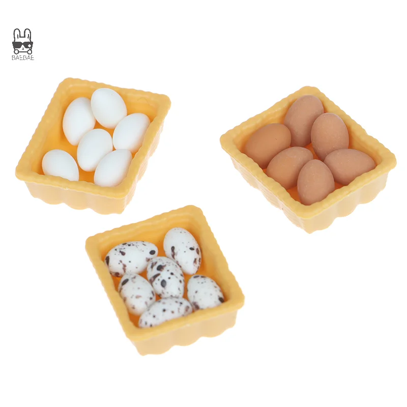 Mini uovo in miniatura per casa delle bambole 1:12 con vassoio Accessori da cucina Giocattoli modello