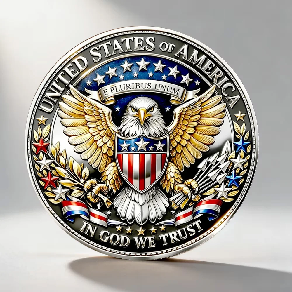 2D Flat United States1776-2026 250th Souvenir Coin in God We Trust Silvery Plated Collection Coin