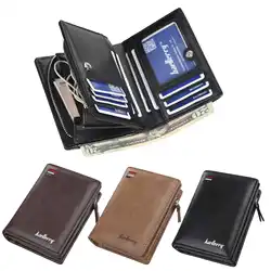 Wallet Men's Short Multi-Card Button Zipper Purse Fashion Business Youth Card Bag