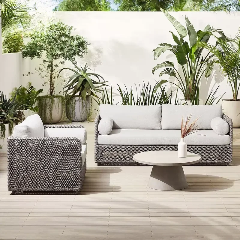 Outdoor Furniture Hotel Patio Garden Set Aluminum Frame Wicker Woven Sectional Sofa Garden Rattan Outdoor Sofa