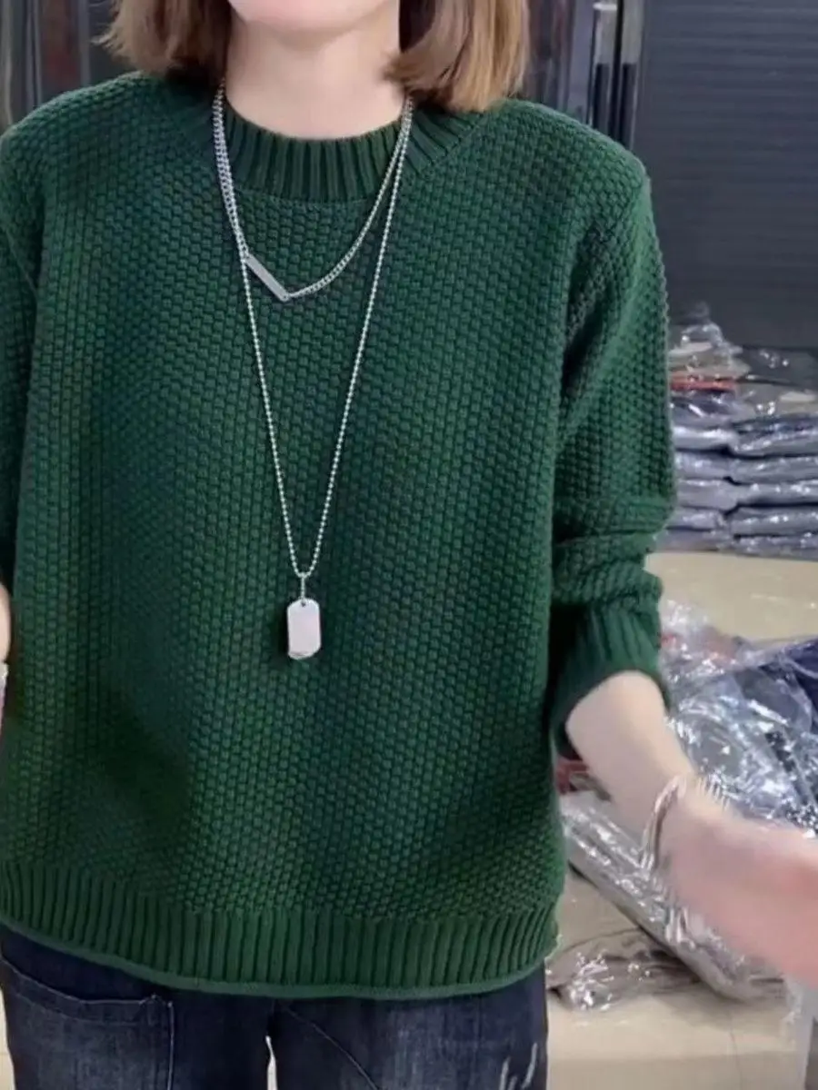 فضفاض المرأة محبوك سترة الخريف الشتاء Faionable لباس غير رسمي طويل Sve طاقم Ne قاعدة طبقة علوية اللحوم إخفاء #3