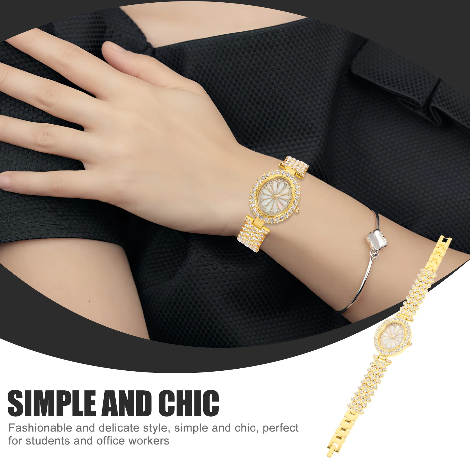 

Watch Ladies Bracelet for Women Bling Female Wrist Elegant Cuff Watches Golden Decorative Fashion Miss