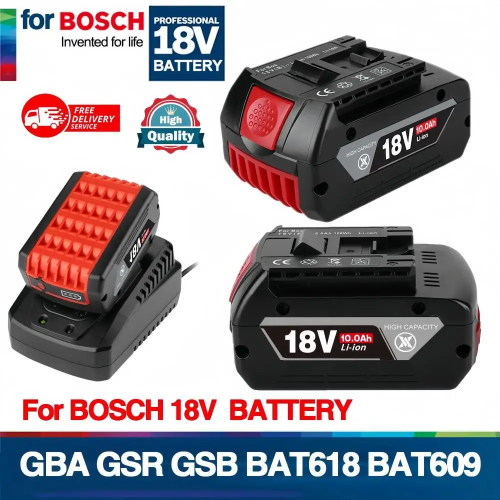 

High-Performance For BOSCH 18V 8.0Ah LITHIUM-ION BATTERY GBA 18v 4.0/5.0 Ah Professional GBA GSR GSB BAT609 Rechargeable Battery