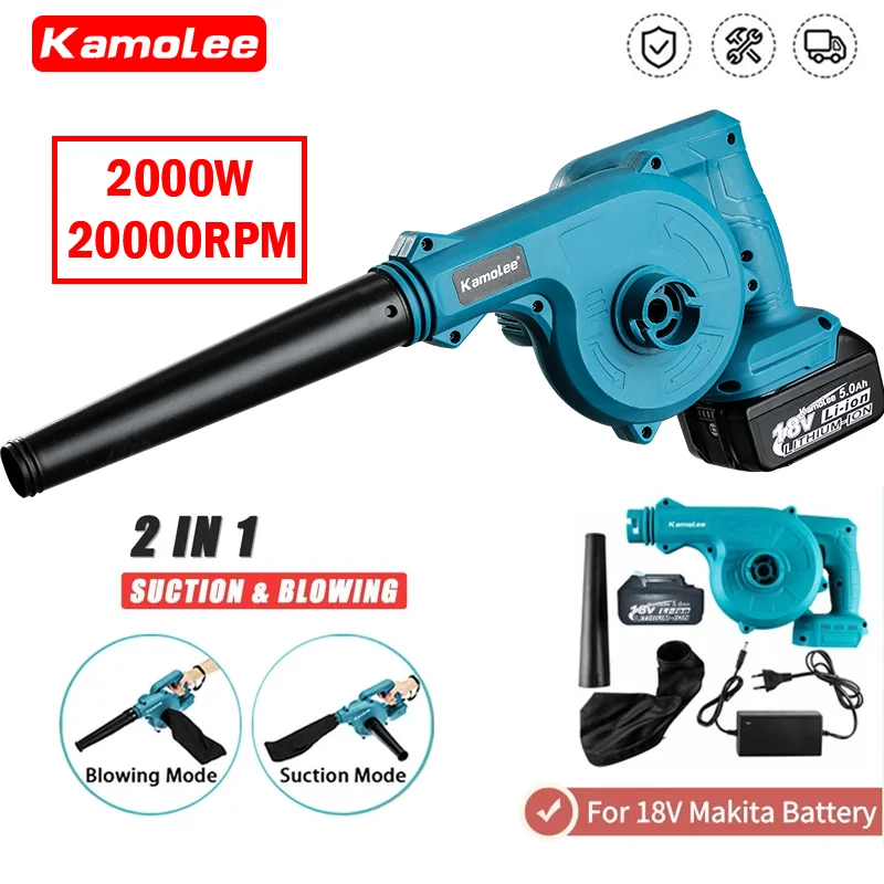 Kamolee 20000rpm Cordless Electric Blower 2-in-1 Vacuum Cleaner and Dust Collector for Makita 18V Battery